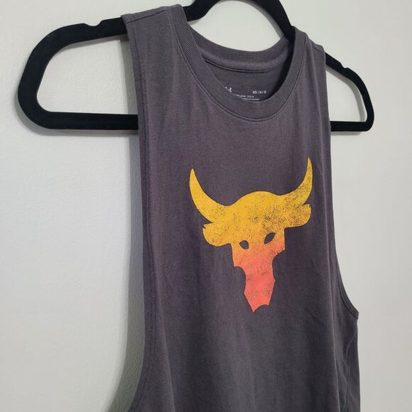 Under Armour Project Rock Brahma Bull Tank Top Medium Gray Athletic Dwayne - Picture 1 of 4